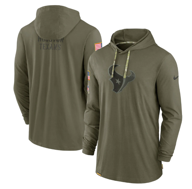 Men's Houston Texans 2022 Olive Salute to Service Tonal Pullover Hoodie Men's Houston Texans 2022 Olive Salute to Service Tonal Pullover Hoodie